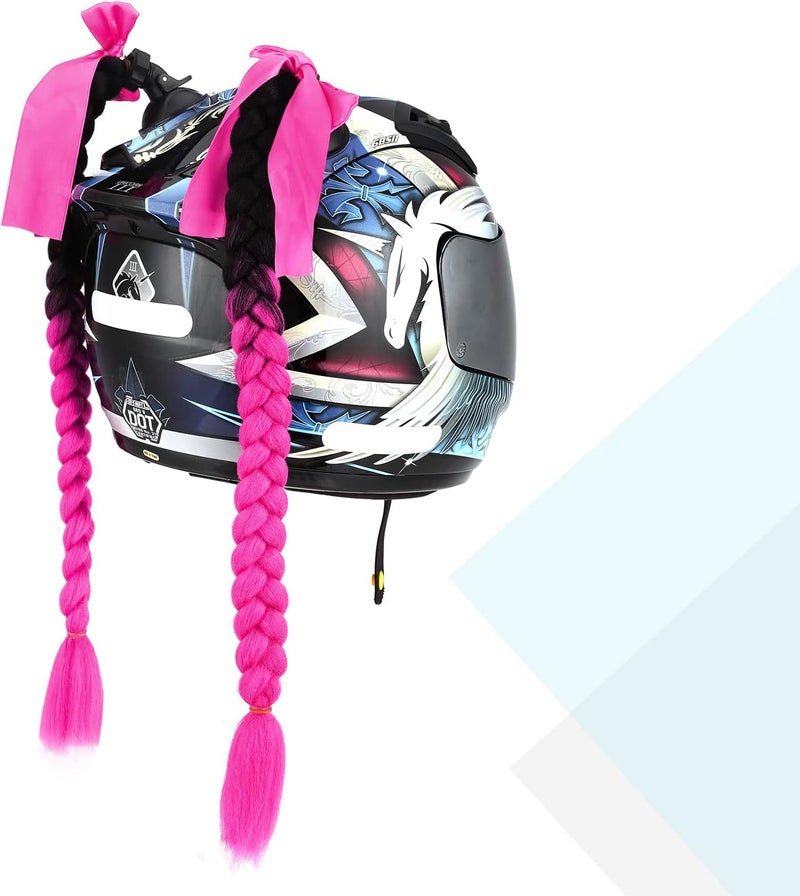 SEGO 1PCS/2PCS Helmet Pigtail Braids with Detachable Suction Cup Bowknot Ponytail Hair Many Colors (Helmet not Included) - Image 4